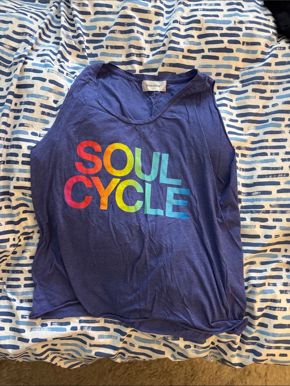 soulcycle Navy Rainbow Logo Muscle Tank - L